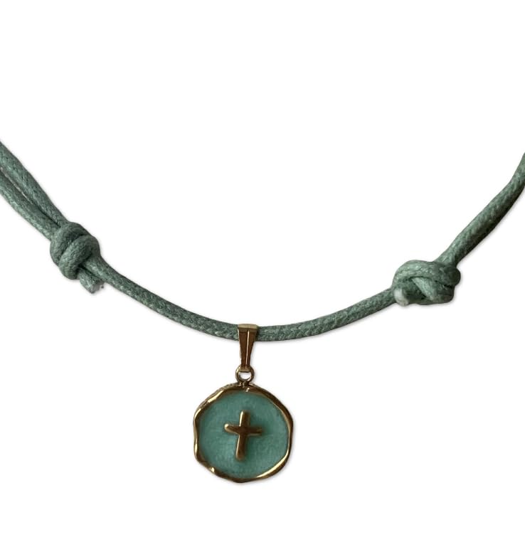 Colar pendente esmaltado em forma de cruz para meninas e adolescentes. Presente perfeito para primeira comunhão, confirmação, aniversário...