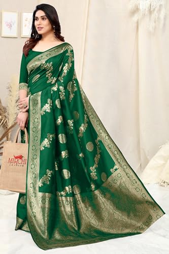 Image of MIRCHI FASHION Women Saree | Jacquard Banarasi Silk Woven Ethnic Motif Office Wear Sari