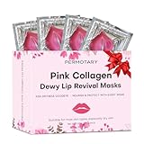 Permotary 30 Pieces Pink Gel Collagen Lip Mask Crystal Lip Pads For Moisturizing, Anti-Wrinkle, Anti-Aging, Firms & Hydrates Lips,Pink