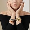 JATEBI 4 Pcs Chunky Acrylic Bangle Bracelets for Women Colorful Resin Bracelet Open Golden Wide Wrist Trendy Stackable Cuff Jewelry #4