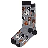 Hot Sox Guitars Crew 1 Pair Pack, Charcoal Heather, Men's Shoe Size: 6-12