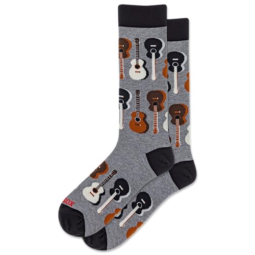 HOTSOX Guitars Crew 1 Pair Pack Charcoal Heather Mens Shoe Size: 6-12