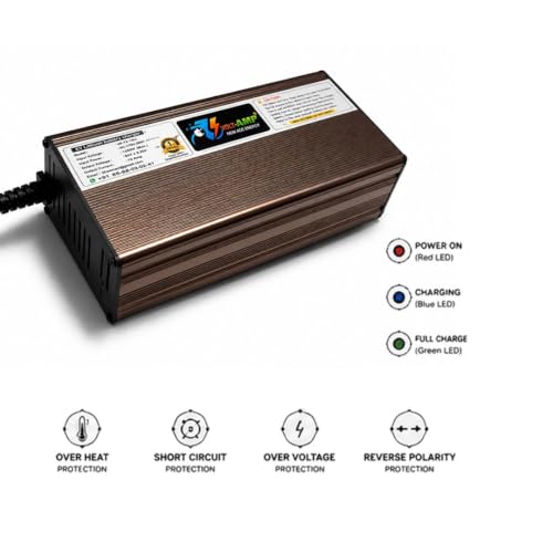Image of 84V 15A Lithium Battery Charger, Compatible with Okinawa Praise Plus, Smart EV Charger, D Type 2 Pin Connector, Over Voltage & Short Circuit Protection