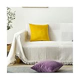 Aeici Funda para sofá de 2 plazas con diseño de rayas blancas y de algodón (130 x 180 cm)