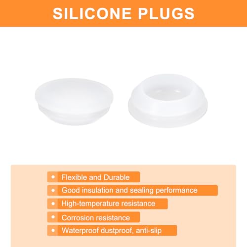 Image of uxcell 6 Pcs Silicone Plugs, Rubber Round Snap in Locking Hole Plugs for 20-22mm Hole, Hole Stoppers Waterproof Hole Plug for Metal Tube, Furniture End Caps Inserts, Clear