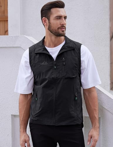 Image of Gihuo Men's Fishing Vest Utility Vest Casual Outdoor Quick Dry Safari Travel Golf Vest Work Vest