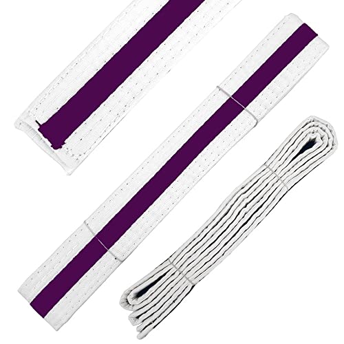 Martial Arts Belt White Belt with Mixed Color Stripe for Martial Arts - Taekwondo Karate Judo (1, Purple Stripe)