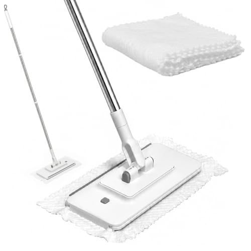 Image of Dust Mops for Floor Cleaning, Clamp Flat Mop with 5 Reusable Cloths