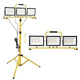 30000 Lumen LED Work Light with Stand, 3 Adjustable Head Portable Work Light with 324 Super-Powerful LED Lamp Beads and 16.4FT Cord, Waterproof Tripod Work Lights with 6500 Kelvin Color Temperature