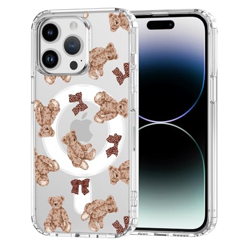 Coque iPhone 15 Pro MagSafe magnétique avec ours en peluche nœud