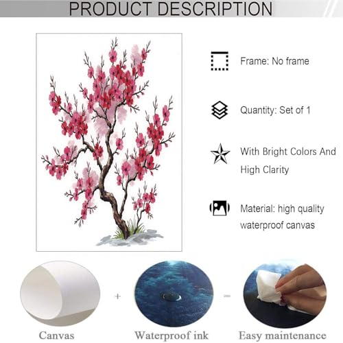 Tableau decor murale grand format impression toile prunier en fleurs - 6