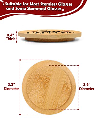 Xylolfsty Funny Wine Glass Covers To Keep Bugs Out Wood Drinking Glass Lids Appetizer Glass Toppers Outdoor Drink Covers For Coffee Mugs, And Water Glasses Bamboo Wine Accessories Housewarming Gift #TOP3