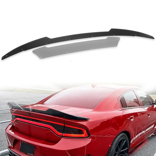 YLT AUTO Rear Wickerbill Spoiler Compatible with 2015-2023 Dodge Charger SRT Hellcat Scat Pack Add-on Rear Wicker Bill Spoiler with RivNut Tool Gloss Black