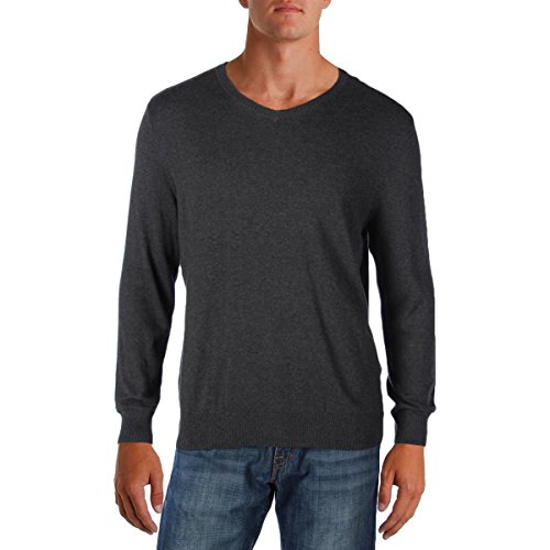 John Ashford Men's Solid Color Long Sleeve V-Neck Sweater