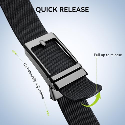 VANNANBA Elastic Ratchet Belts for Men,1.5" Nylon Web Work Belt with Automatic Slide Buckle-Stretch Adjustable Trim to Fit3