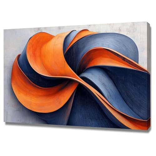 Peinture abstraite haut de gamme spirale orange bleue encadrée 60x90