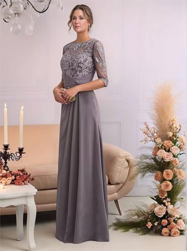 Cadoly Long Sleeve Mother of The Bride Dresses for Women Elegant Chiffon A-Line Corset Formal Dresses and Evening Gown2