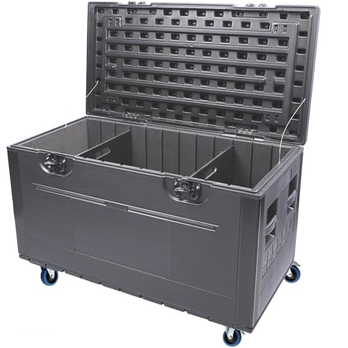 Heavy Duty Cable Trunk Case ATA Rolling Road Case with Wheels & Dividers,45' x 22.5' x...