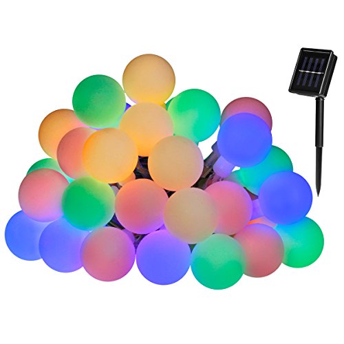 Yasolote 6M Guirnalda Luces Exteriores 30 LED Luces Solares para Árbol de Navidad, Patio, Jardín, Terraza y Todas las Decoraciones con Diseño de Bolas (Colores)