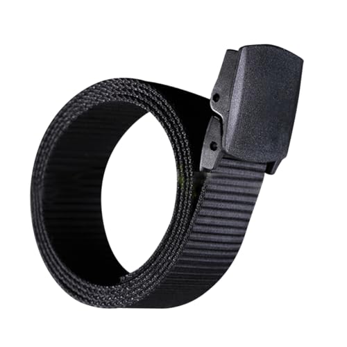 CLISPEED Canvas Web Belt for Men Black Nylon Lightweight Airport Friendly Non Metallic Buckle Casual Outdoor Duty Work Woven Strap Compatible with Jeans and Military Pants