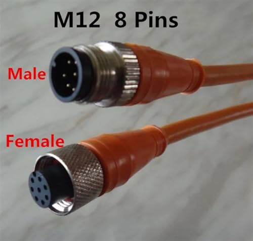 Conector M12 macho y hembra blindado de 8 cables para transmisión de datos sin fallos 3