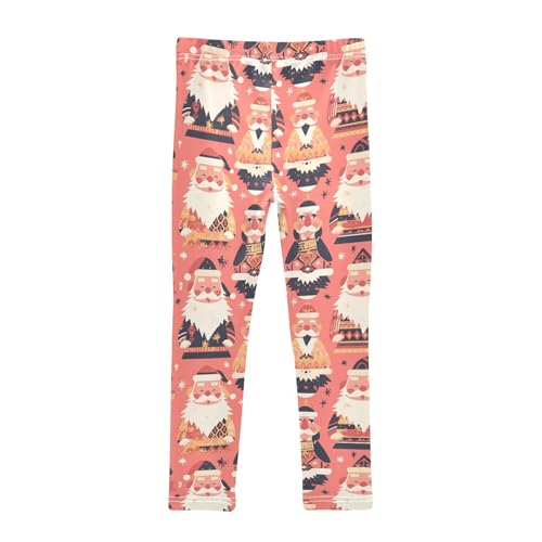 KLL Christmas Santa Red Pastel Pink Toddler Baby Girl Athletic Leggings Stretch High Waisted Pants Sports2
