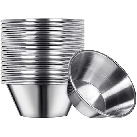 Artcome 18 Pack Stainless Steel Condiment Sauce Cups Great for Dipping and Portion Cups, 1.5 oz Cover