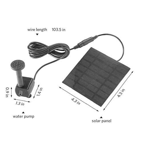 Sanfiyya 1,2 W/7 V zonne-fontein pomp, zonne-waterpomp drijvende fontein ingebouwde batterij, met 4 sproeiers voor vogelbad, vistank, vijver of tuindecoratie - Image 7