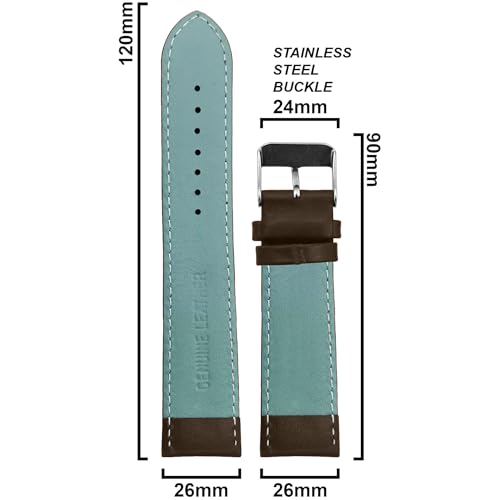 Image of DBLACK ''ZEUS'' Genuine Leather Watch Strap, Minimalist Design Watch Belt / / For 18mm, 20mm, 22mm, or 24mm Full-Padded Watch Band (Choose Your Size & Color)