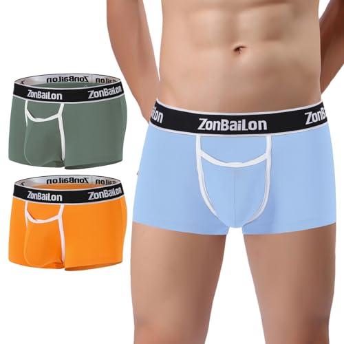 Mens Underwear Boxer Briefs with Horizontal Fly