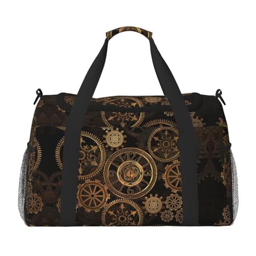 Gears Clock Bronze Century print Personal Item Bag Large Duffel Bag Travel Bag Weekender Bag Gym Bag Tote Duffel bag
