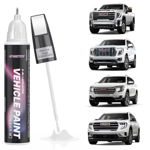 FINETOY G1W/WA140X White Forst Tricoat Touch Up Paint for GMC, Car Scratch Repair Paint Kit with 2 in 1 Brush and Pen Nip, Exact-Match & Quick Drying Design for Chips and Nicks