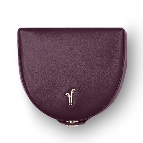 Forest & Firth Trevi Nappa Leather Coin Purse with Sorting Tray Classic Design for Men & Women with Gift Box (Mulled Wine)
