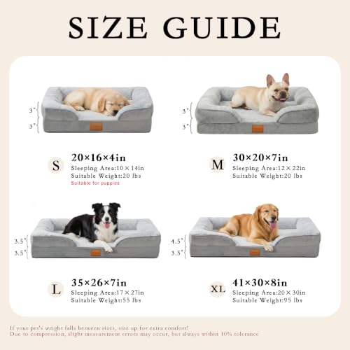 Image of Orthopedic Dog Bed,Waterproof Memory Foam Dog Bed with Washable Removable Cover, Featuring Waterproof Lining and Non-Slip Base,Bolster Dog Couch,Suitable for Use with Dog Crate and Indoors.