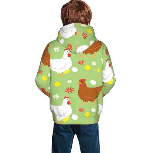 Happy Chicken Family Kid Hoodies Boys Sweatshirts Girls Pullover with Pocket4