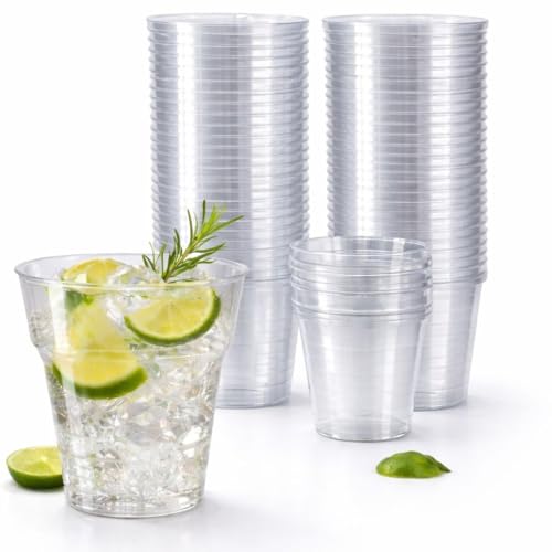 1ABOVE 50 Premium Clear Hard Plastic Cups 180ml (6oz) Reusable Party Tumblers for Cocktails Wine Champagne Desserts Weddings & Events
