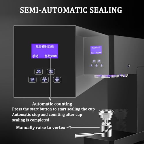 Sigillatrice automatica per lattine, sigillatrice elettrica per tazze da 370 W con contatore e display a LED, per inscatolamento di diametro 5,5 cm e altezza 11,5-17 cm