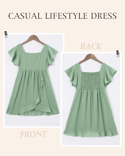 Coedody Girls Mint Green Dress for Girls 6-14Y Tween Flutter Sleeve Wedding Party Dress — view 6