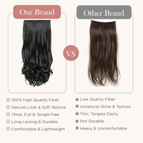 Image of Artifice 5 Clip Curly Wavy Hair Extension Natural Looking Synthetic Thick Hairs for Any Event Clip In For Styling Women and Girls 26 INCH NATURAL ROYAL BLACK