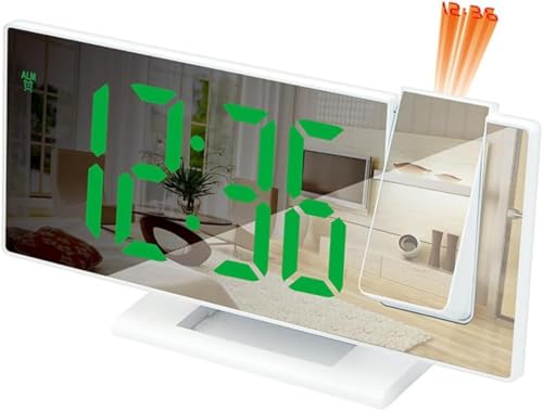 Wyazziv デジタル時計目覚まし卓上大型ディスプレイUSB充電器ポート寝室家庭用リビングオフィス用目覚まし多機能スマート感光デジタルミラー (B)