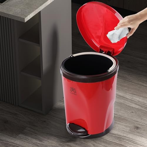 Caneca de basura redonda de 10 L con pedal roja miniatura 5