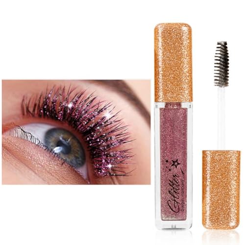Autmor Lash Diamond Glitter Rímel – Rímel brillante con purpurina de diamante y brillo perlado colorido para pestañas impresionantes, duraderas e impermeables, maquillaje de ojos encantador (Rojo Rosa