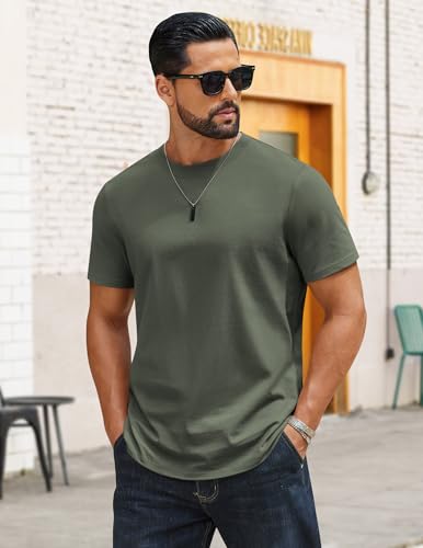 Image of COOFANDY Mens T-Shirts 100% Cotton Crewneck Short Sleeve Tees Casual Plain Shirts
