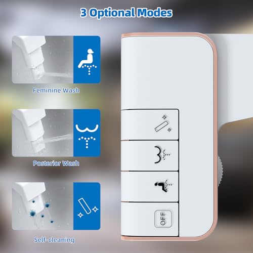 Image of Hibbent Bidet Attachment for Toilet, Non-Electric Dual Nozzle for Frontal & Rear Wash, Adjustable Water Pressure Control, Fresh Water Bidet Toilet Seat, Self Cleaning Water Sprayer, Rose Gold