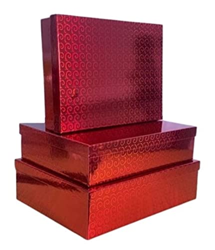 Set di 3 scatole regalo di Natale olografico