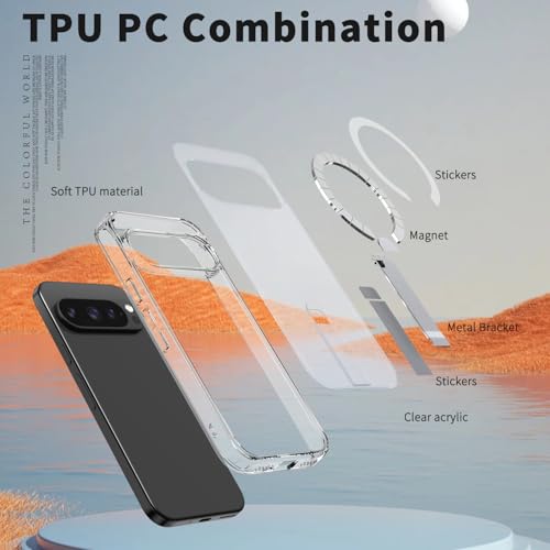 Case for Google Pixel 10/10 Pro & Pixel 9/9 Pro Cover Compatible with MagSafe - with 2 Pieces Tempered Screen Protector, Ultra-Slim Shock & Drop Resistant Case with Stand by SAMTUNK - Image 6