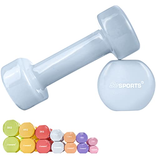 ScSPORTS Lot de 2 haltères en Vinyle avec Surface antidérapante, Qui Tient Bien en Main pour Exercices d'aérobic 2 x 2 kg Cover
