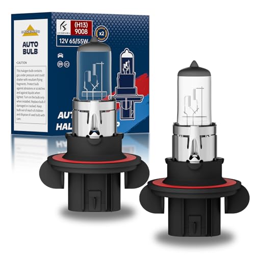 OKOENIEO 9008/H13 Halogen Car Headlight Bulbs, High and Low Beam, 3800K, 4000 Lumens,Automotive Headlight Bulbs,Low Beam Lights,High Beam, H13 Car Light Bulb, Pack of 2