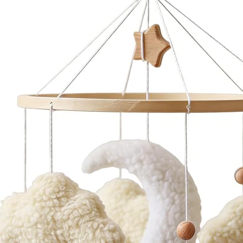 Mobile rotatif étoiles en bois cadeau de naissance idéal pour chambre bébé - 6