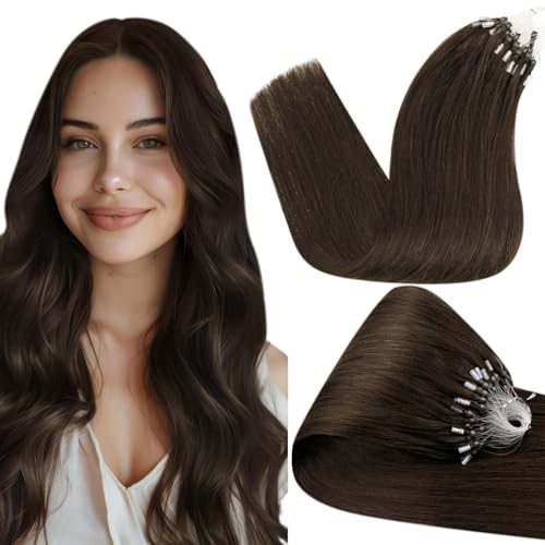 Hetto Micro Beads Hair Extensions Real Human Hair Natural Brown